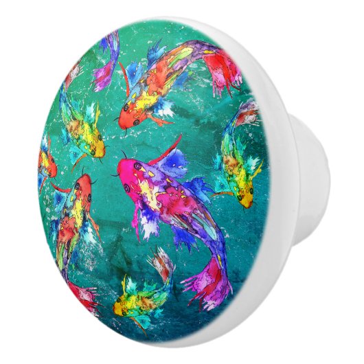 Mooie Koi Fish Pond Knobs en Pulls Keramische Knop (Rechts)