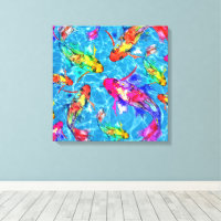 Mooie Koi visvijver gewikkeld canvas