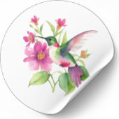 Mooie kolibrie bloemen illustratie ronde sticker