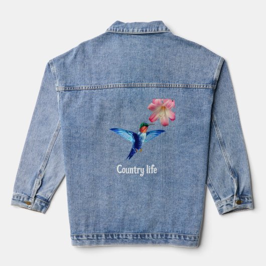 Mooie Kolibrie en Bloemenland Denim Jacket (Achterkant)