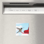 Mooie kolibrie en Feeder Square Magnet (Insitu (Vaatwasser))