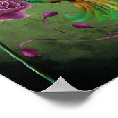 Mooie kolibrie en Paarse bloem Poster (Hoek)