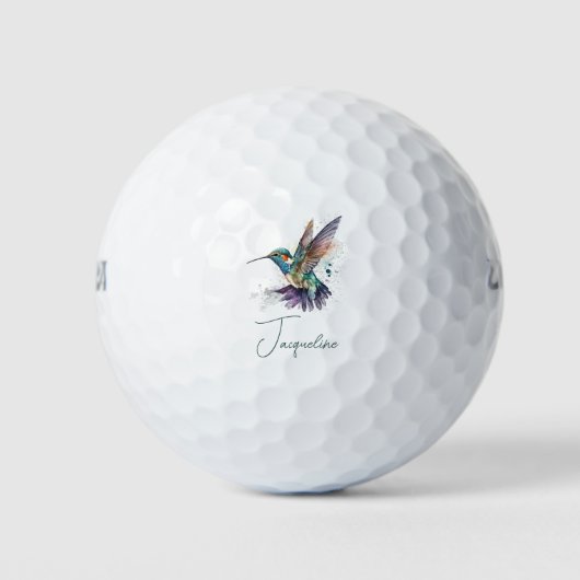 Mooie kolibrie gepersonaliseerde Waterverf Golfballen (Voorkant)