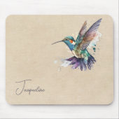 Mooie kolibrie gepersonaliseerde Waterverf Muismat (Voorkant)