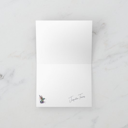 Mooie kolibrie gepersonaliseerde Waterverf Notitiekaartje (Binnen)