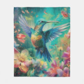 Mooie kolibrie omringd door bloemen fleece deken (Voorkant)