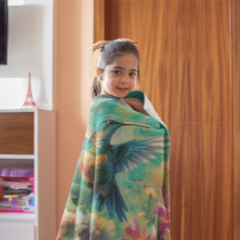 Mooie kolibrie omringd door bloemen fleece deken