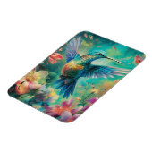 Mooie kolibrie omringd door bloemen magneet (Linkerzijde)