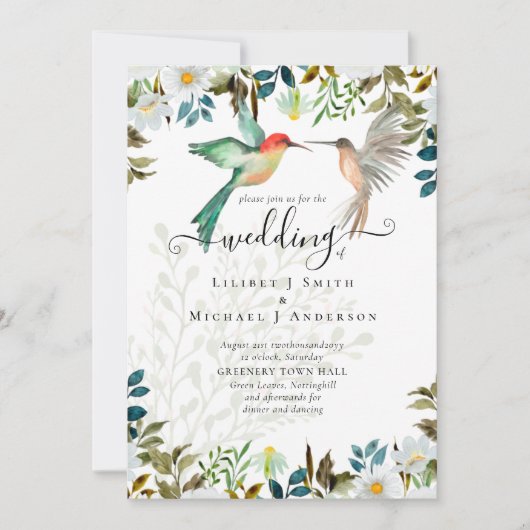Mooie KOLIBRIE Paar Huwelijk Kaart (Voorkant)