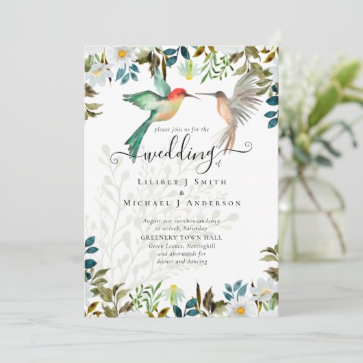 Mooie KOLIBRIE Paar Huwelijk Kaart (Staand voorkant)