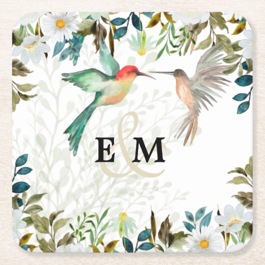 Mooie KOLIBRIE Paar Huwelijk Kartonnen Onderzetters (Voorkant)