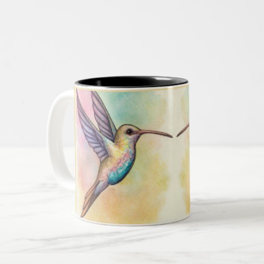 Mooie kolibrie tweekleurige koffiemok (Voorkant links)