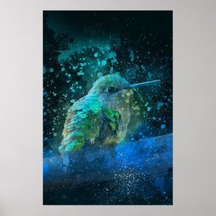 Mooie kolibrie waterverf schilderij poster