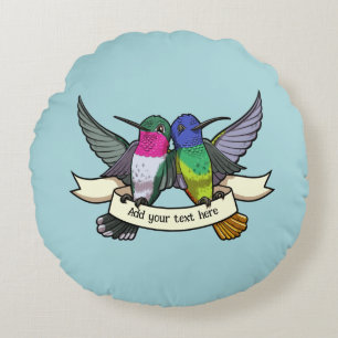 Mooie Kolibries Aangepaste Tekst Lint Vogels Kunst Rond Kussen