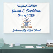 Mooie Konijn Afstudeerfeest Banner Blauw (Beurs)