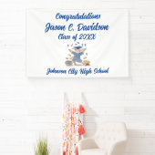 Mooie Konijn Afstudeerfeest Banner Blauw (Insitu)