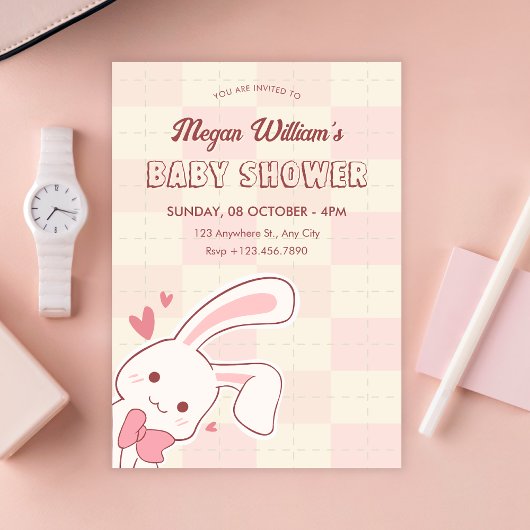 Mooie konijn baby shower kaart