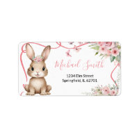 Mooie Konijn Baby Shower Meisje Roze Bloem Adres