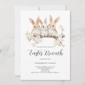 Mooie Konijn Bloemrijke Waterverf Pasen Brunch Kaart (Voorkant)