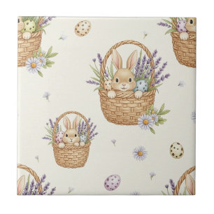 Mooie Konijn Eiermand Pastel Lente Tegeltje
