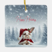 Mooie Konijn Kerst Keramisch Ornament (Voorkant)