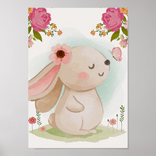 Mooie Konijn Kinderkamer Poster Dieren Babykamer P (Voorkant)
