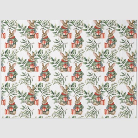 Mooie Konijn Konijn Kerst Tissue Papier (Voorkant)