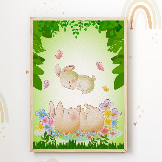 Mooie Konijn Nursery Poster Print Kinderkamer Deco