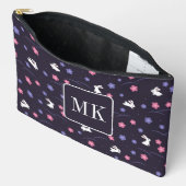 Mooie Konijn Patroon Monogram Beginletters Paars Etui (Open)