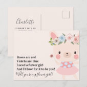 Mooie Konijn Trouw Bloemenmeisje Aanzoek Aankondigingskaart (Voorkant / Achterkant)