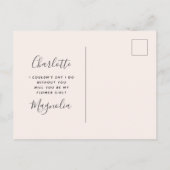 Mooie Konijn Trouw Bloemenmeisje Aanzoek Aankondigingskaart (Achterkant)