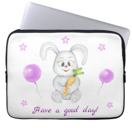 Mooie Konijn voor een positieve stemming Poster Laptop Sleeve