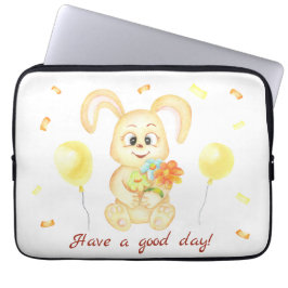 Mooie Konijn voor een positieve stemming Poster Laptop Sleeve