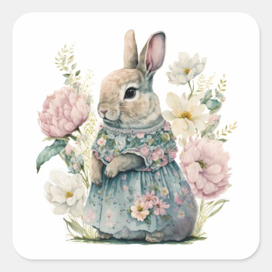 Mooie Konijn Watercolor Sticker (Voorkant)