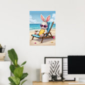 Mooie Konijn Zomer Kust Kinderen Poster (Thuiskantoor)