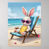 Mooie Konijn Zomer Kust Kinderen Poster (Voorkant)