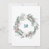 Mooie konijnenjongen winter bos thema waterverf kaart (Achterkant)