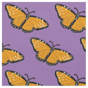 Mooie koningin Butterflies Pattern Oranje Paars Stof