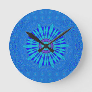 Mooie Koninklijk Blauwe Mandala-kunstprint Ronde Klok