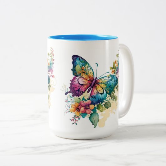 Mooie kop van een drankje in vlinderkleur (Voorkant rechts)