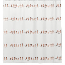 Mooie koperen vogels op een draad | Douchegordijn