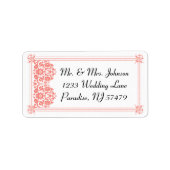 Mooie koraal damast & witte bruiloft - Adres Etiket (Voorkant)