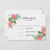 Mooie Koraal en Blauwgroen Bloem - RSVP (Achterkant)