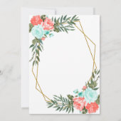 Mooie koraal en lichte Blauwgroen Floral Kaart (Achterkant)