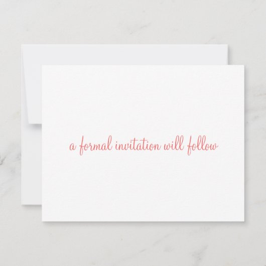 Mooie koraal en wit sparen de Datum Save The Date (Achterkant)