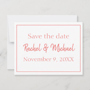 Mooie koraal en wit sparen de Datum Save The Date