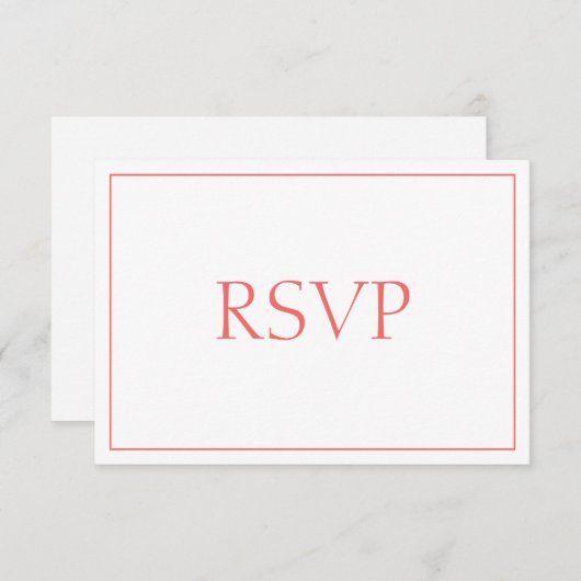 Mooie Koraal en Witte Reactie RSVP (Voorkant / Achterkant)