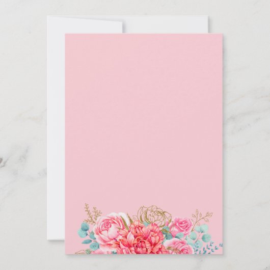 Mooie Koraal Roze Bloemen 80ste Verjaardagsfeest Kaart (Achterkant)