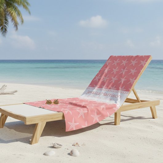 Mooie Koraal Zeester Aangepaste Strandhanddoek Strandlaken