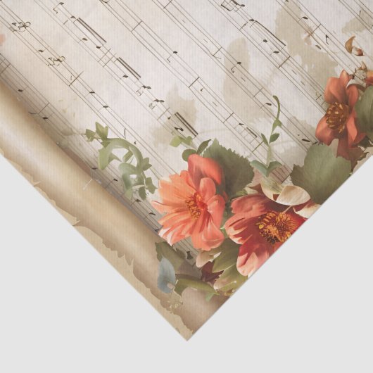 Mooie koraalbloemen  stijl muziekblad tissuepapier (Detail)